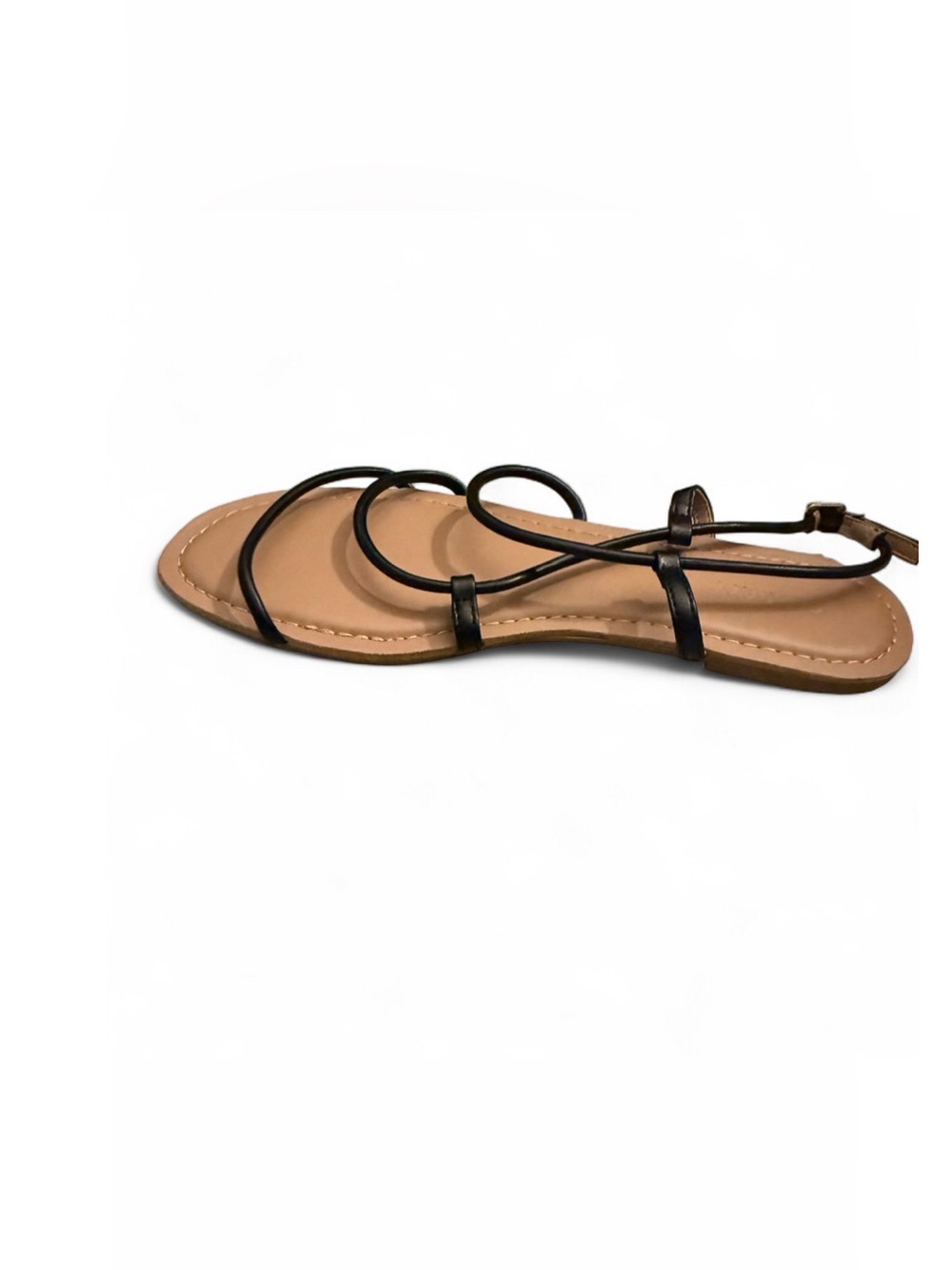 Old Navy Black Faux Leather Asymmetric Strappy Sandals Size 8 - Picture 2 of 12